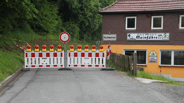 Die gesperrte Kreisstraße LIF 7 in Hausen