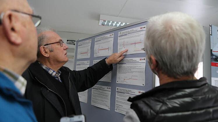 Otwin Schneider, Eduard Nöth und Rainer Thieme (von links) beim Meinungsaustausch über den künftigen Standort des S-Bahnhofes in Forchheim Nord.  Foto: Barbara Herbst