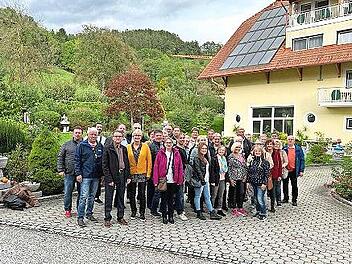 Die Herzogenauracher Reisegruppe freut sich &uuml;ber die Gastfreundschaft in der Partnerstadt.