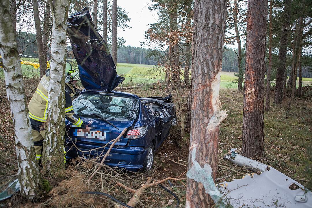 25-Jähriger rast mit seinem Auto in ein Waldstück