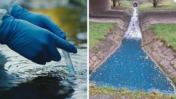 Im Kreis Würzburg sorgt ein nach Kokosnuss riechender blauer Bach für ein Rätsel.