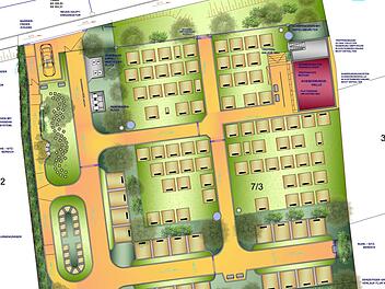Entwurf für die Neugestaltung des Friedhofes in Gaiganz Quelle: Landschaftsarchitekt Czerwonka;  Repro: Dagmar Niemann