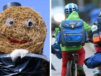 Unnersdorf: Strohpuppe vor Grundschule