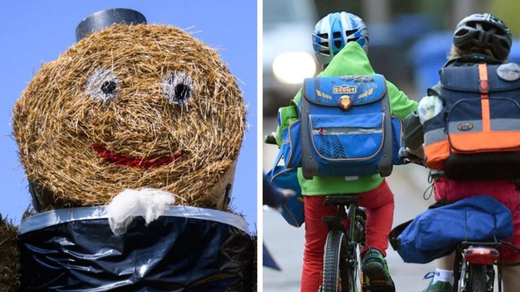 Unnersdorf: Strohpuppe vor Grundschule