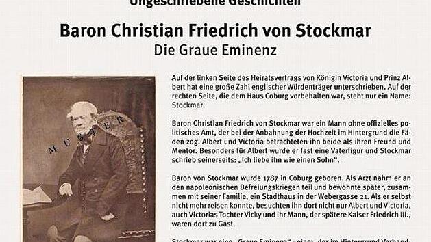 Ausstellungsobjekt, hier geht es um die "Graue Eminenz" Baron von Stockmar.  Foto: Michael Selzer