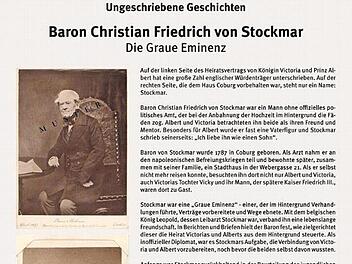 Ausstellungsobjekt, hier geht es um die "Graue Eminenz" Baron von Stockmar.  Foto: Michael Selzer