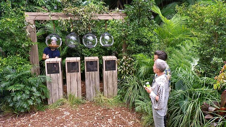Mit dem Kopf in einer Plexiglaskugel musste Gil Sterne in vier K&auml;sten frei schrauben. Fies: Sein Helm f&uuml;llte sich mit allerlei unangenehmen Getier.