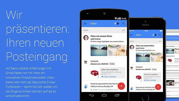 So wirbt Google für seine neue Inbox. Screenshot: pb