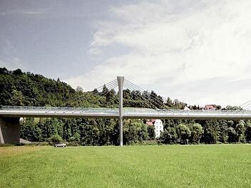 Geplantes Brückenbauwerk im Zuge der Umgehung der B303 bei Untersteinach. Computeranimation: Staatliches Bauamt Bayreuth