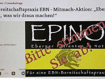 Unter diesem Logo veröffentlicht eine Undercover-Bürgerinitiative seit 27. Oktober mehrere Aufrufe und Beiträge auf der Eberner Gemeindeseite von infranken.de. So wurde bereits am 16. November eine Abstimmung gestartet. Weitere Satire-Zeichnungen dieser Aktion finden nachfolgend in dieser Bildergalerie. Repro: Ralf Kestel