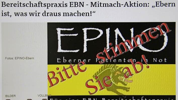 Unter diesem Logo veröffentlicht eine Undercover-Bürgerinitiative seit 27. Oktober mehrere Aufrufe und Beiträge auf der Eberner Gemeindeseite von infranken.de. So wurde bereits am 16. November eine Abstimmung gestartet. Weitere Satire-Zeichnungen dieser Aktion finden nachfolgend in dieser Bildergalerie. Repro: Ralf Kestel
