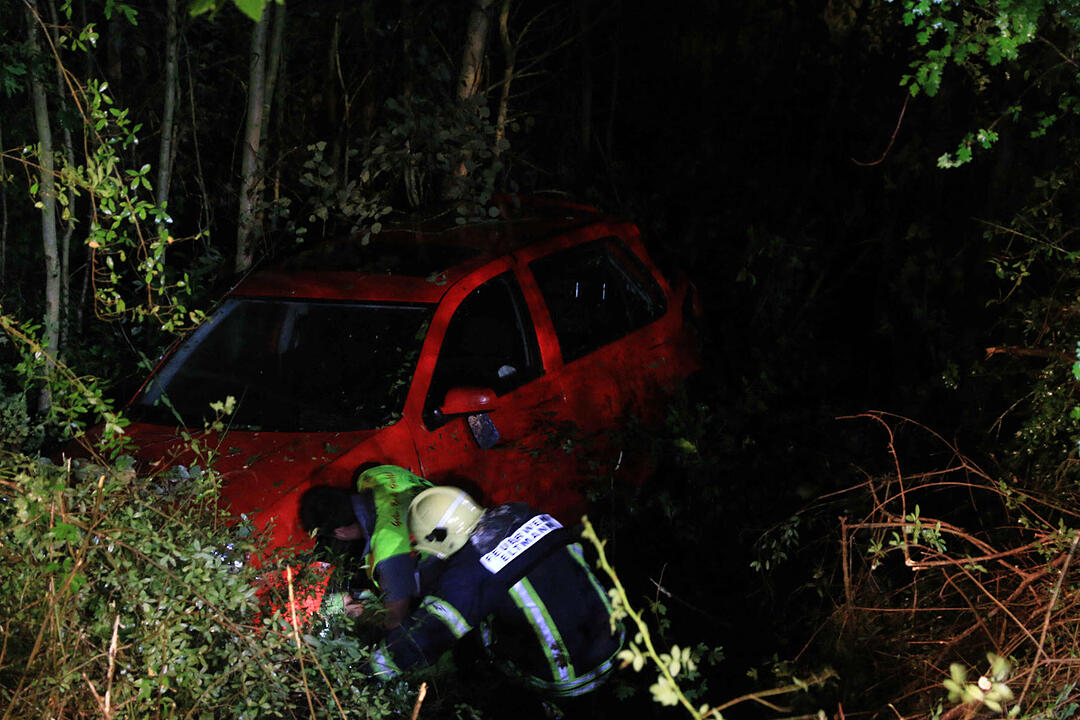 Auto landet bei Roßstadt im Unterholz