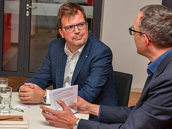 CSU-Kandidat Christian Lange (links)  im FT-Gespräch mit Michael Memmel. Foto: Ronald Rinklef