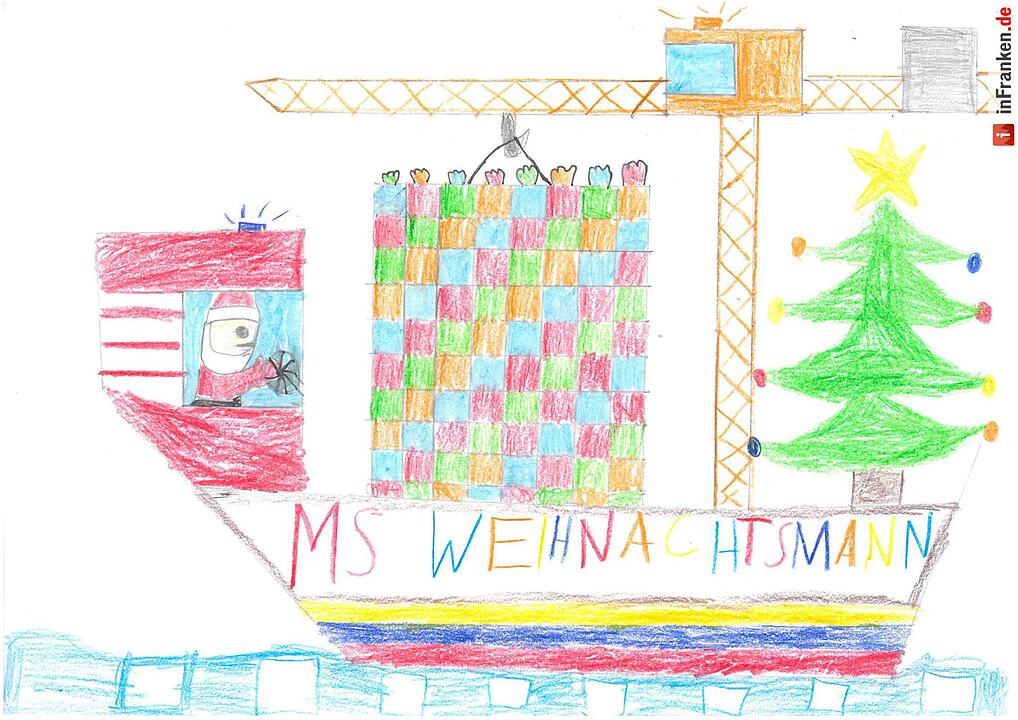 Selbstgemalte Weihnachtsbilder von Kindern aus Franken 2016