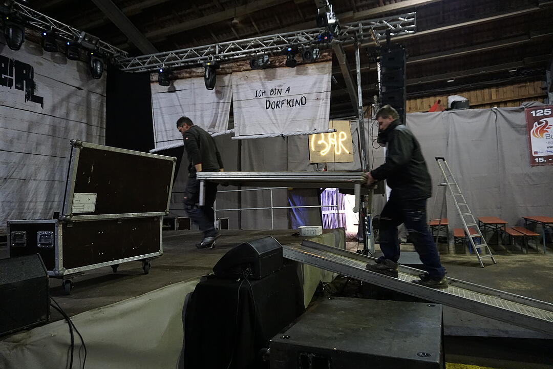 Backstage bei den Dorfrockern beim Eichenbühler Hoffest