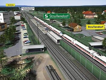 So plant die Bahn in Strullendorf: Von Westen (links) ist der Zugang zum Bahnhof nicht barrierefrei.Illustration: Deutsche Bahn AG