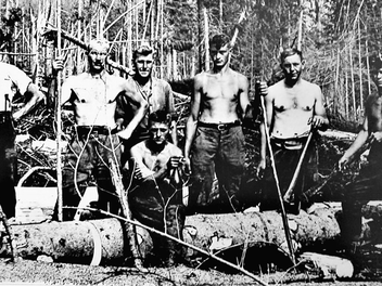 Voll gefordert wurden bei der kräftezehrenden Arbeit die Waldarbeiter. Der Wochenlohn lag bei 15 Mark, und das bei einer Zwölfstundenschicht. Repros: Gerd Fleischmann
