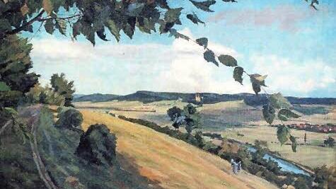 Blick aufs Maintal mit der Basilika Vierzehnheiligen