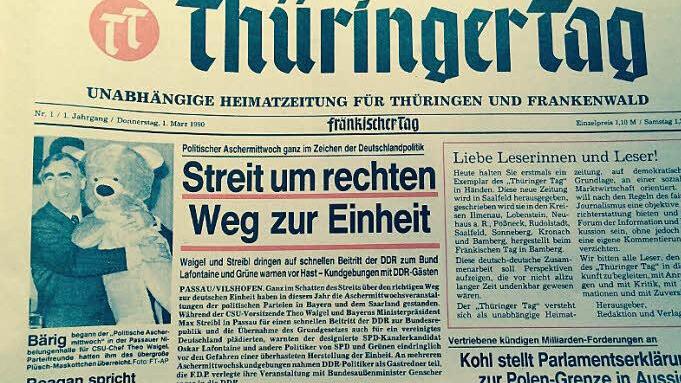 Die Titelseite der ersten Ausgabe des Thüringer Tag Foto: Alexander Müller