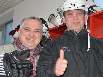 Sind schon komplett im Eishockey-Modus: Wölfe-Vorsitzender Michael Rosin (rechts) und sein Stellvertreter Ralph Kiesel.Jürgen Schmitt