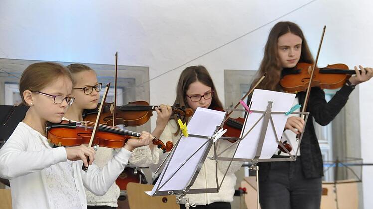 Volle Konzentration beim Violinenensemble: Bei der "Serenade im Schloss" zeigen die jungen Musiker der Städtischen Musikaschule Münnerstadt, was sie gelernt haben. Archiv/Peter Klopf