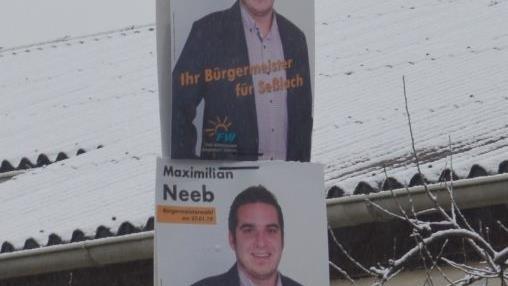 Üppige Werbung der Freien Wähler in Merlach für die Bürgermeisterwahl in Seßlach. Foto: Privat