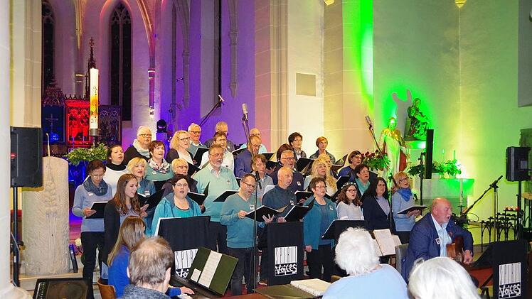 Zum Abschluss der Nacht der Kirchen in der Stadtpfarrkirche stellten die "Spirit Voices" Titel aus ihrer neuen CD vor. Foto: Heike Schülein