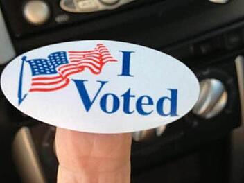 Typisch amerikanischer Wahlsticker.