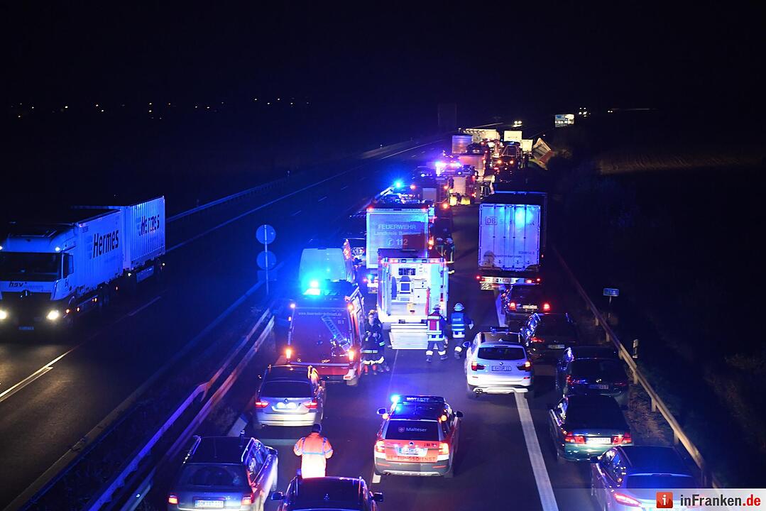 Schwerer Unfall auf A70 bei Bamberg