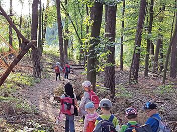 Ganz nah an der Natur sind die Kinder der Kindertagesstätte Sankt Josef Kirchaich bei ihren regelmäßigen Waldwochen. Jetzt wurde die Einrichtung als "Naturpark-Kita" ausgezeichnet.  Foto: Sabine Weinbeer/Archiv