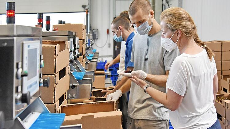 Hier werden die Kirschen gewaschen, bevor sie verpackt werden.