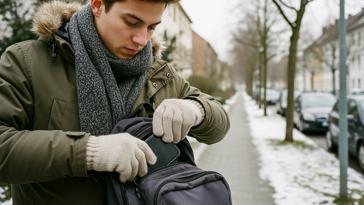 Handy im Winter nicht in Handtasche oder Rucksack packen