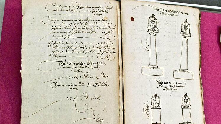 Entwürfe für Grenzsteine aus dem Jahr 1599