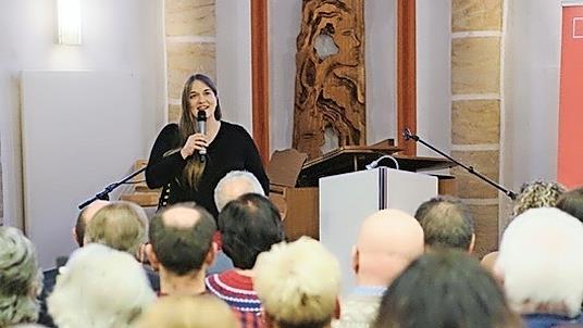 Ronja Endres, Vorsitzende der Bayern-SPD, spricht beim Neujahrsempfang der Forchheimer SPD.