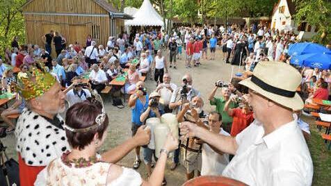 Die abgeschlossene Sanierung des Höchstadter Kellerberg-Areals wurde im August 2015 mit einer Kerwa gefeiert. Foto: Ronald Rinklef