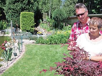 Ursula und Josef Trebes haben sich in den letzten Jahren in mühevoller Arbeit ein Gartenparadies geschaffen. Foto: Gerd Fleischmann