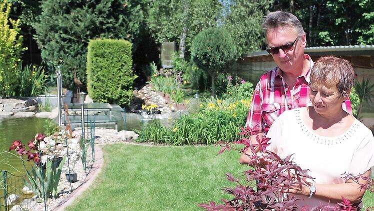 Ursula und Josef Trebes haben sich in den letzten Jahren in mühevoller Arbeit ein Gartenparadies geschaffen. Foto: Gerd Fleischmann