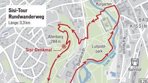 Die Sisi-Tour führt vom Luitpoldpark zum Altenberg, dem Lieblingsort der Kaiserin, wenn sie sich in Bad Kissingen aufgehalten hat.