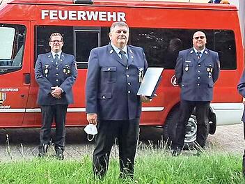 Von links: Günther Hopf, Vorsitzender Jörg Diegel, Ehrenvorsitzender Werner Grau, stellvertretender Kommandant Anton Bergrab und Franz-Josef Eck