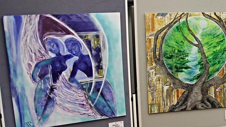 Das erwartet den Besucher unter anderem, wenn er ins "Komm" geht - Gemälde von Erika Freibott.