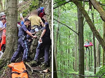 Schnaittach: Kletterin stürzt 4 Meter in die Tiefe - aufwendige Rettung im Wald