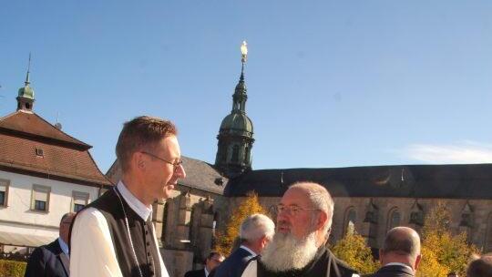 Die Zisterzienser: Abt Philipp (links) aus Österreich und Pater Branko aus Slowenien.Joseph Beck