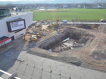 Großbaustelle Puma Plaza. Hier entsteht das "Puma House".  Fotos: Bernhard Panzer
