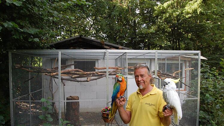 Andreas Hermanns ist mit seinen Vögeln ein eingespieltes Team. Foto: Wolfgang Dünnebier