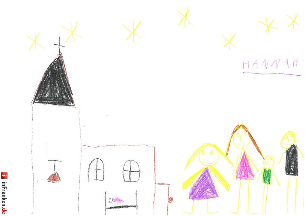 Selbstgemalte Weihnachtsbilder von Kindern aus Franken 2016