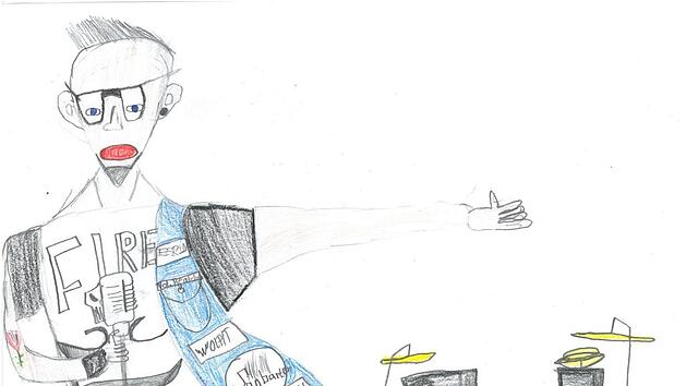 Er singt am 21. September in Altenkunstadt die Hits der d&auml;nischen Hardrockgiganten "Volbeat": S&auml;nger Matthias Nickol vom Kronacher "Vol.beatclub".  Foto: gemalt von Mohammad