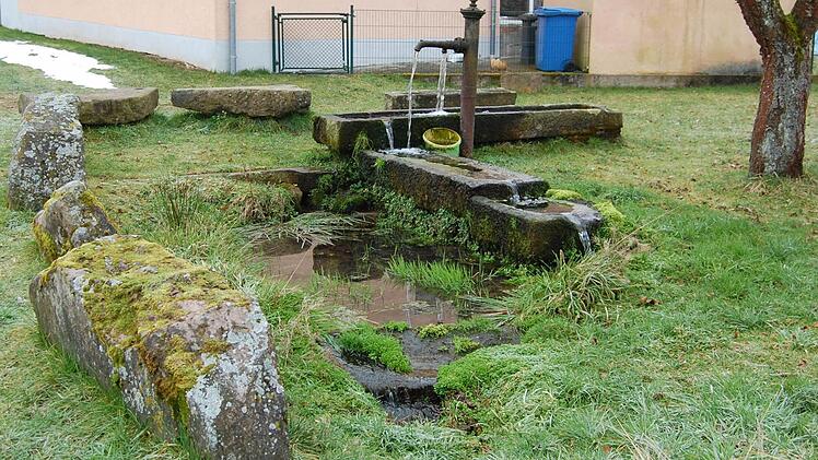 Ebenfalls im Blick für eine Umgestaltung: der Dorfbrunnen am Fließgraben in Schlimpfhof. Bei der Bürgerversammlung wurden einige mögliche größere Projekte der kommenden Zeit diskutiert. Foto: Günther Straub
