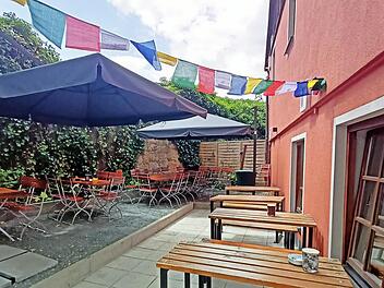 Der Terrassenbereich des Hauses.