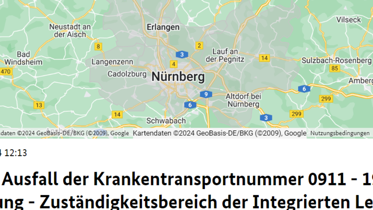 Nürnberg: NINA-App mit Warnung - wichtige Telefonnummern nicht erreichbar