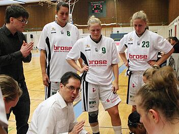 Die Bamberger Basketballerinnen und ihr Trainer: Das Rennen um den Klassenerhalt in der Bundesliga ist wieder spannend. Fotos: sportpress